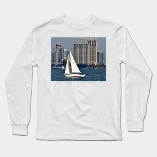 Sailing San Diego Bay Skyline Long Sleeve T-Shirt